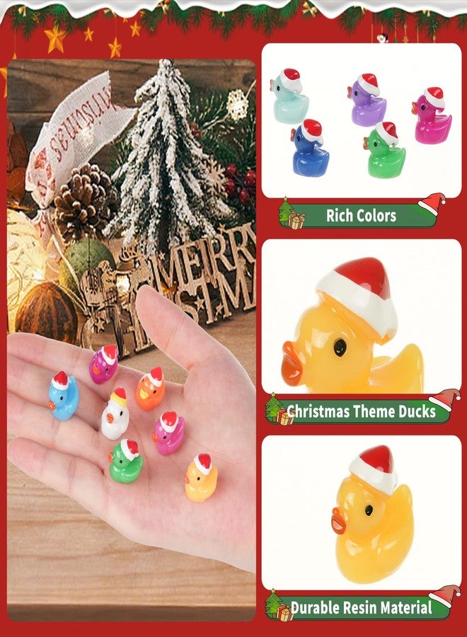 BeadRiver 160 PCS Tiny Christmas Ducks 16 Colors Little Mini Resin Ducks Christmas Hat Miniature Ornaments for Slime Dollhouse Fairy Garden Decoration - Image 3